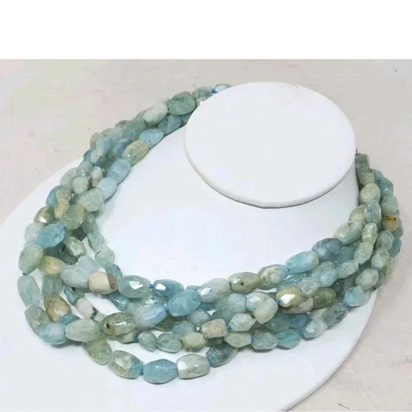 Vintage Kenneth Lane KJL Aquamarine Gemstone Multistrand Necklace